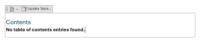 Empty table of contents in Word